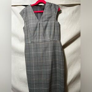 Ann Taylor Gray Pleated Sheath Dress